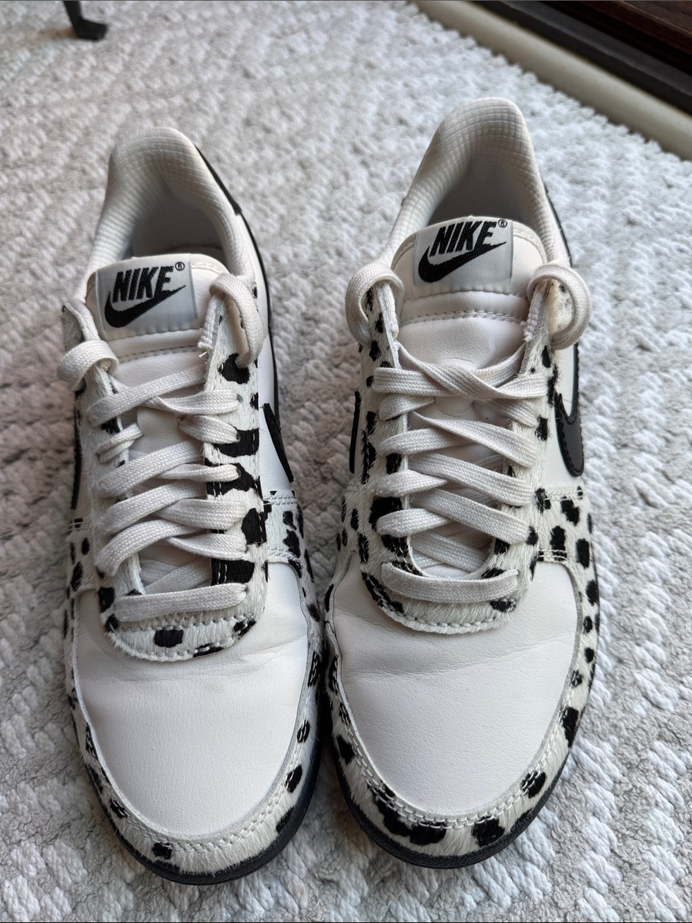 Nike White Sneakers with Black Dalmatian Spot Accents